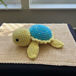 Yellow and Blue Plush Turtle Toy